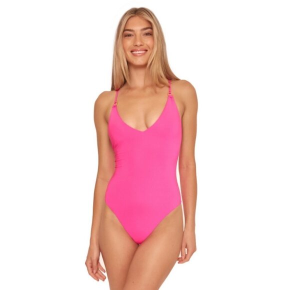 💕TRINA TURK💕 Monaco Convertible One Piece Swimsuit ~ Pitaya Pink 12 NWT - Picture 3 of 13